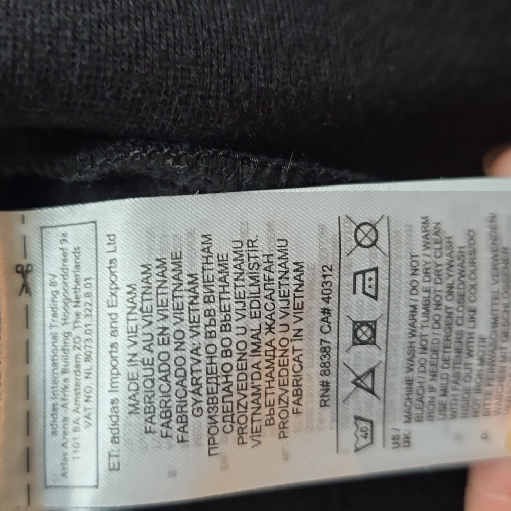 Adidas Black Zip-Up Hoodie with White Accents - Picture 4 of 4